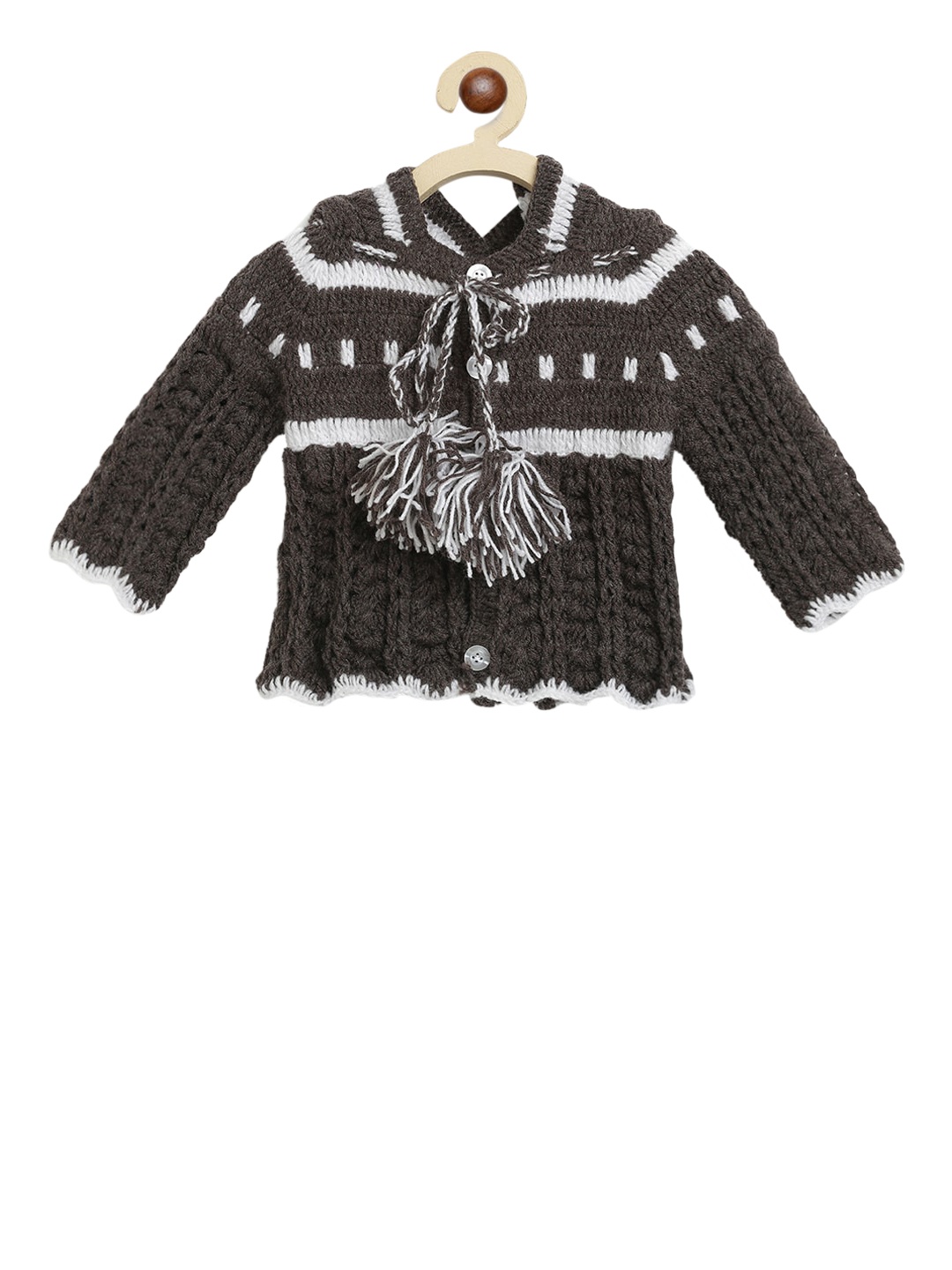 

CHUTPUT Unisex Kids Charcoal Grey Self Design Cardigan Sweater