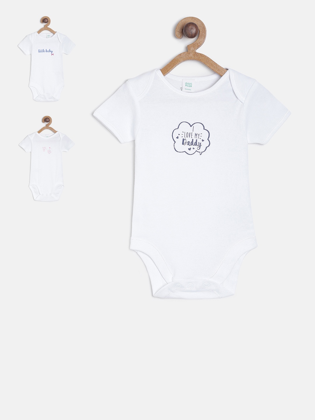 

MINI KLUB Girls Pack Of 3 White Printed Bodysuits