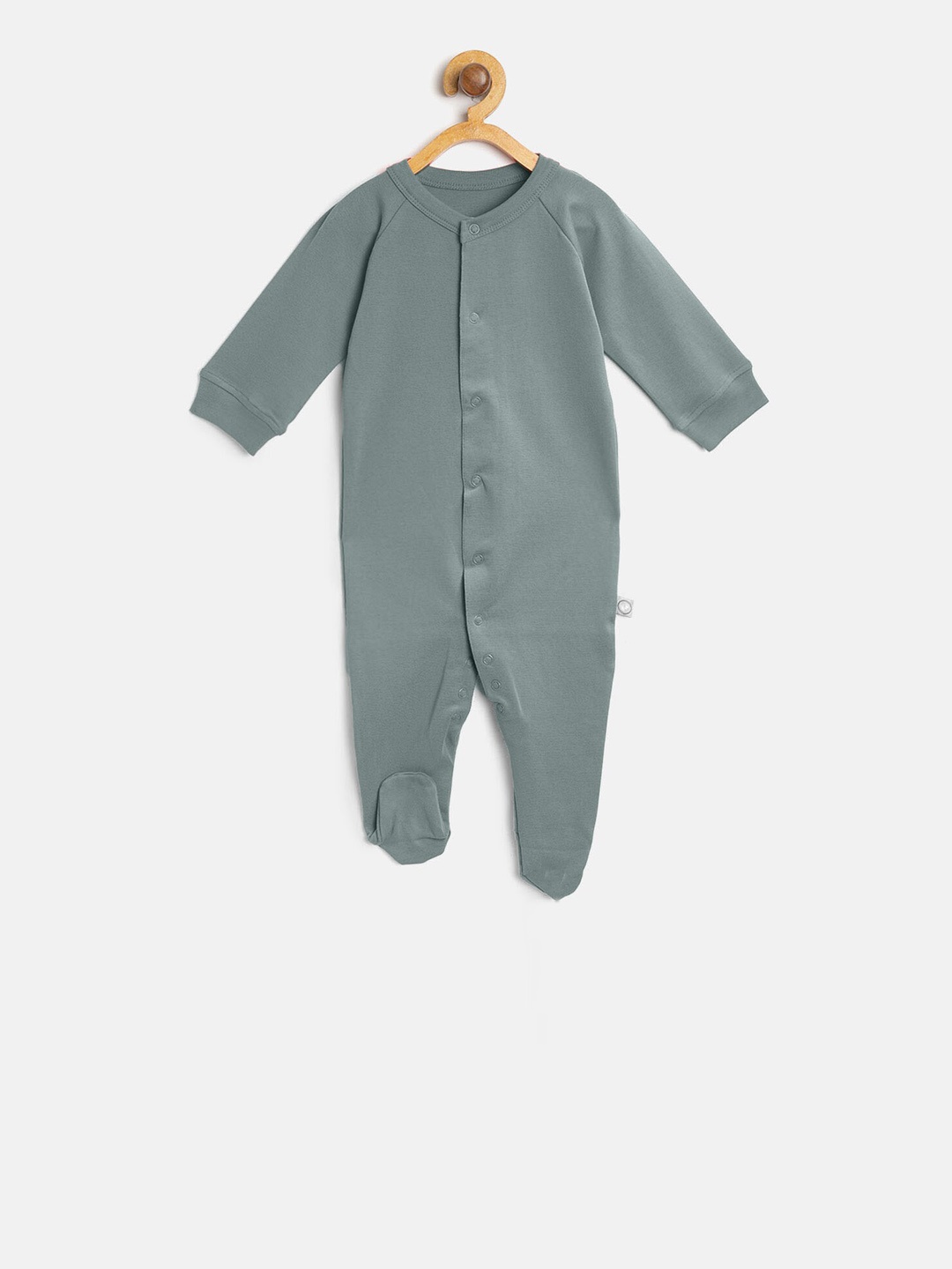 cherrytoes Infant Kids Grey Solid Organic Cotton Sleepsuit