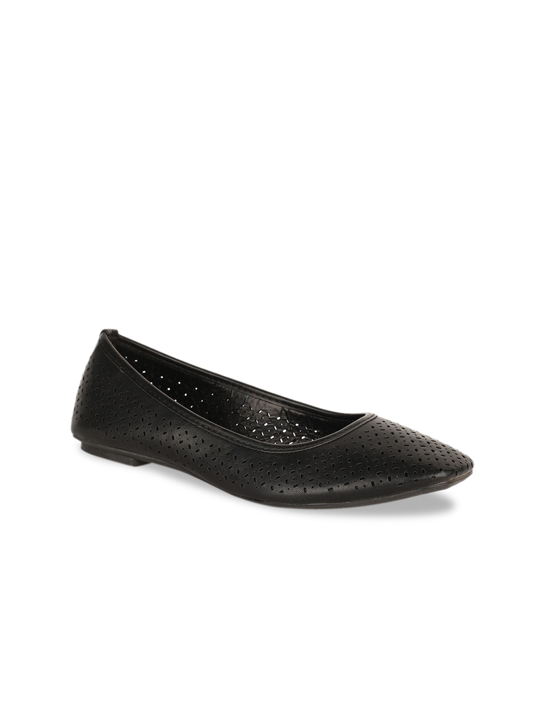

Bata Women Black Perforated PU Ballerinas