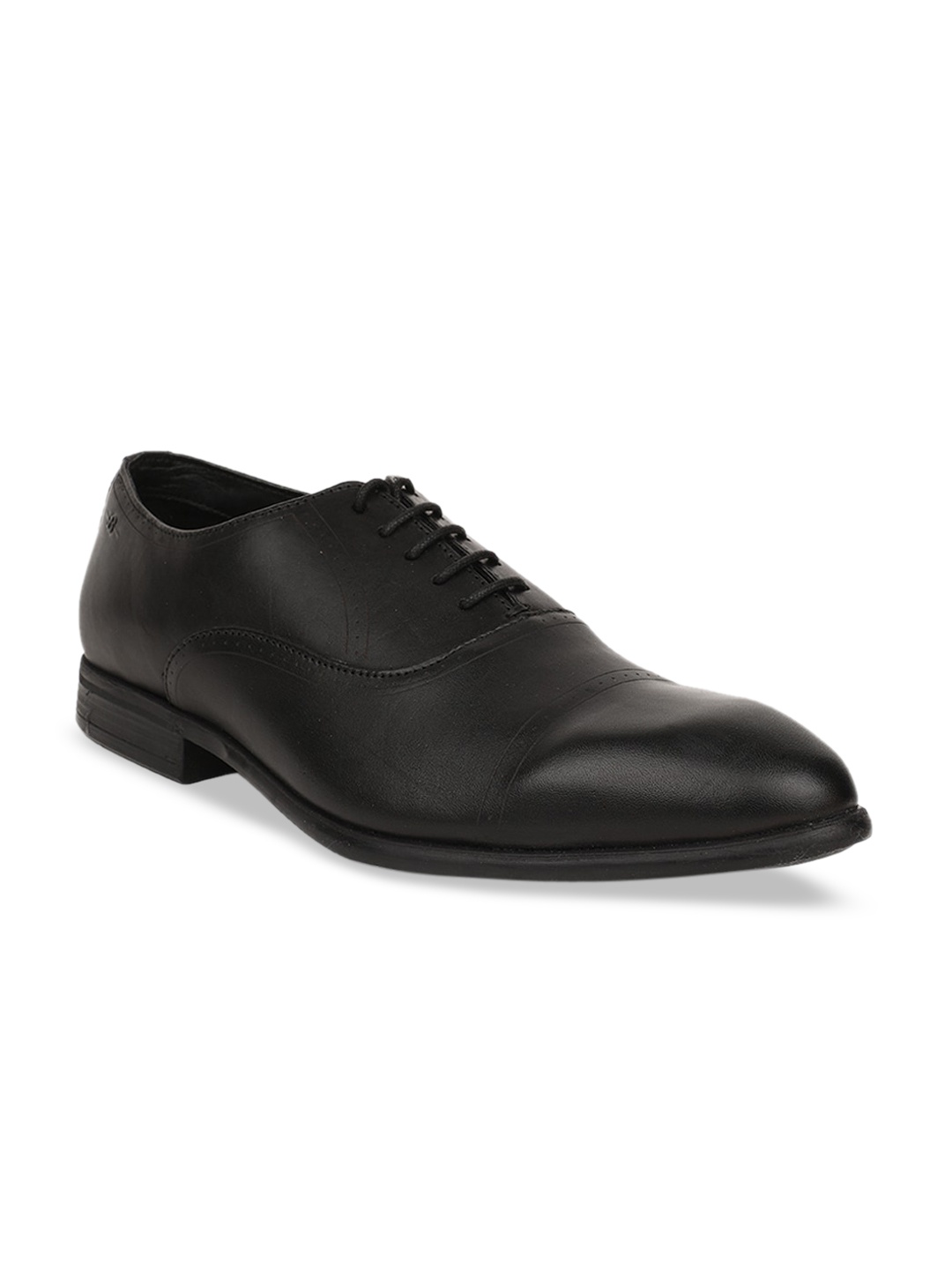 

Bata Men Black Solid Leather Formal Oxfords