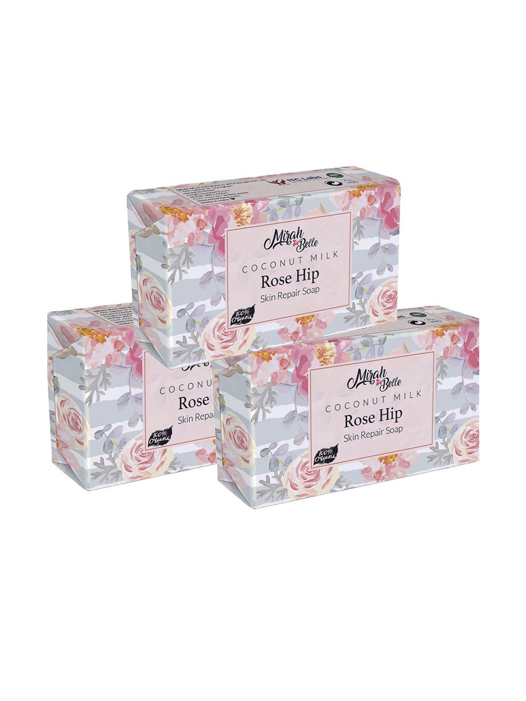 

Mirah Belle Unisex Set Of 3 Pink Coconut Milk Rosehip Anti Aging Soap 125 g