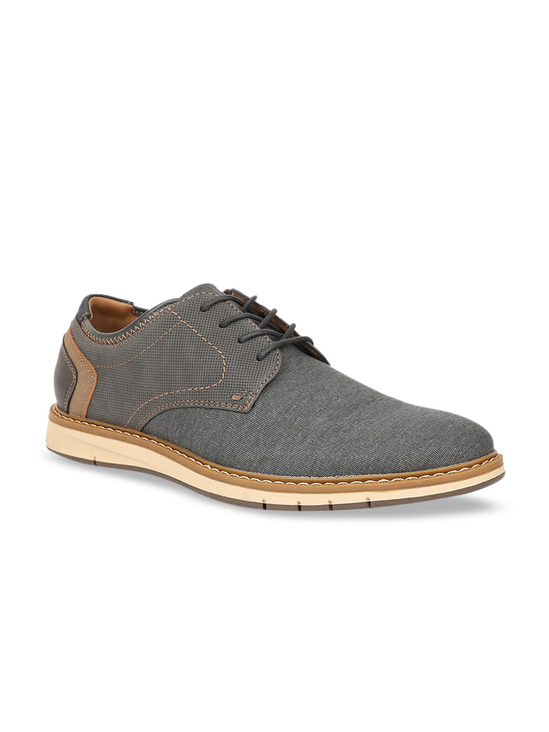 

Bata Men Grey SOlid Derbys