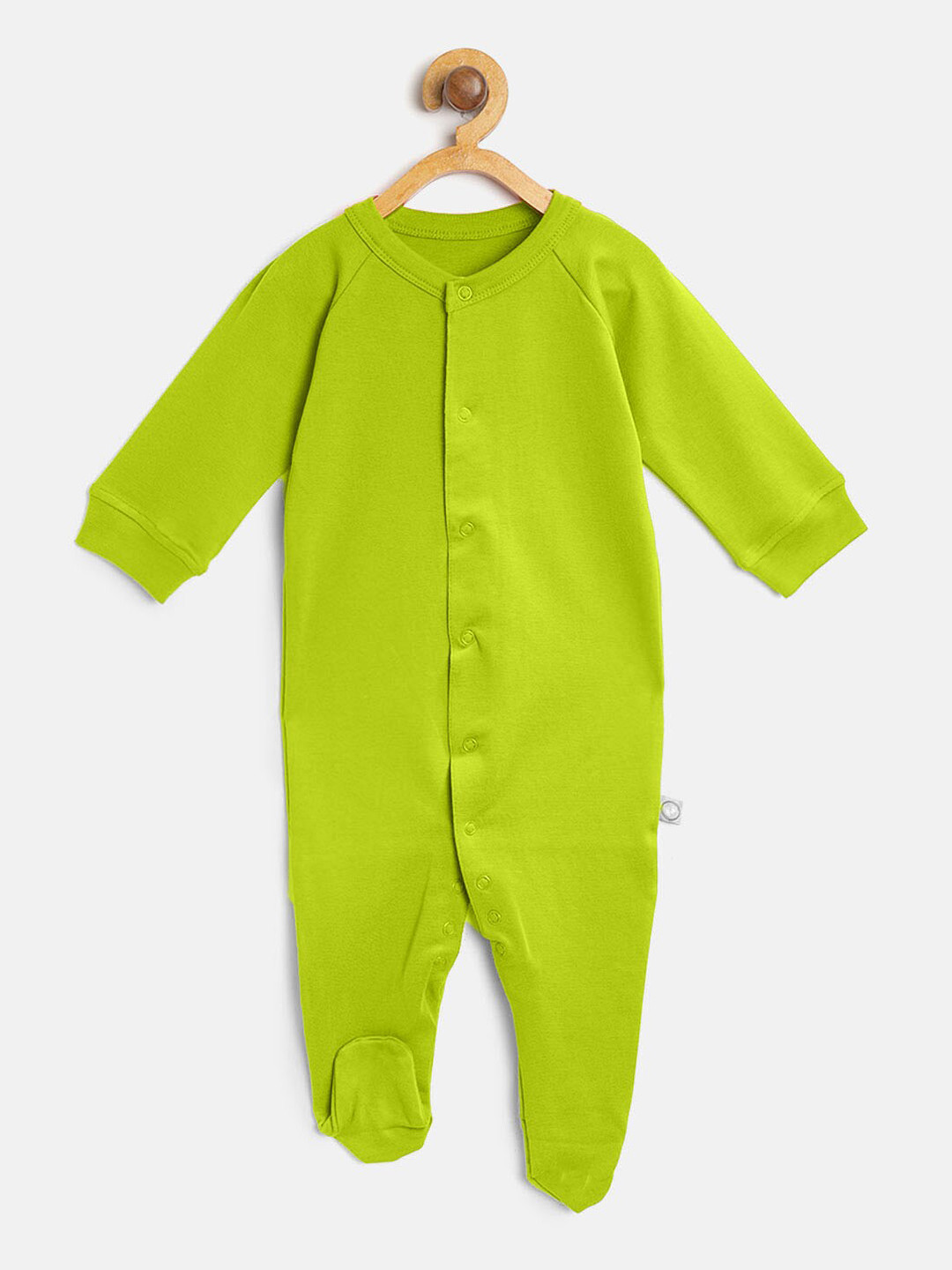 

cherrytoes Unisex Kids Fluorescent Green Organic Cotton Solid Basic Jumpsuit