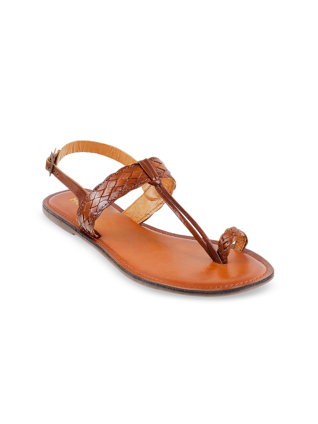 

Mochi Women Brown Textured One Toe Flats