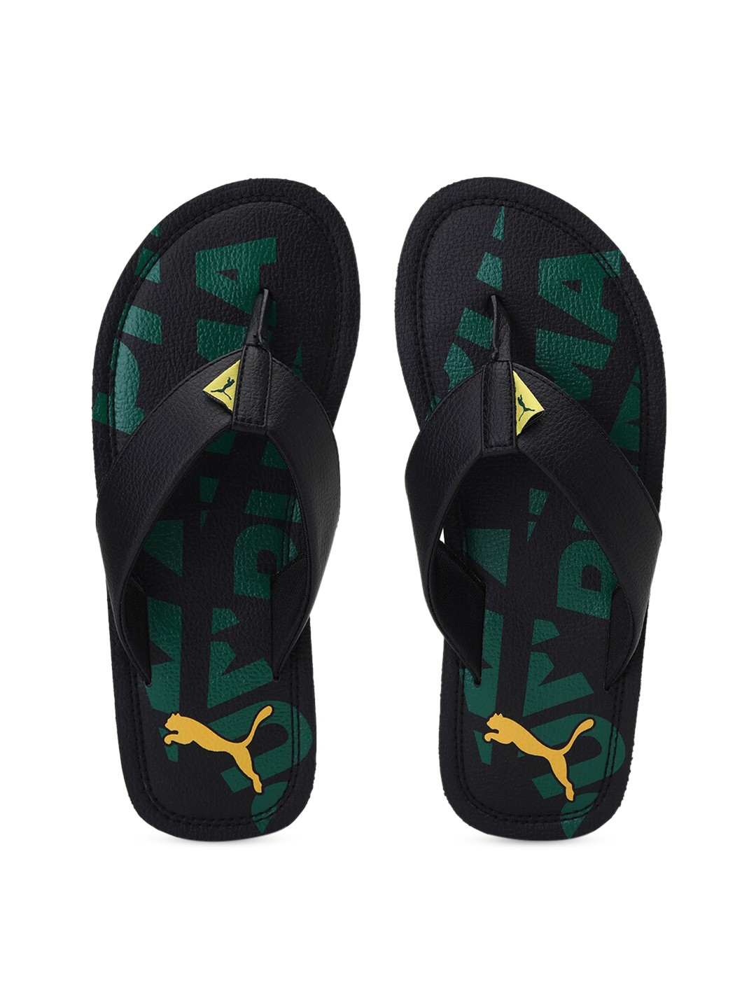 

Puma Men Black & Green Printed Thong Flip-Flops