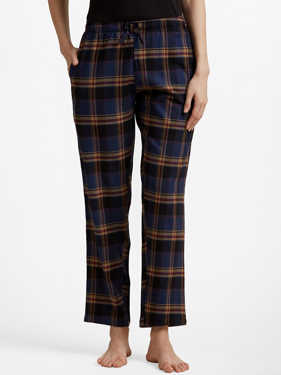 

DRAPE IN VOGUE Women Blue Checked Lounge Pants