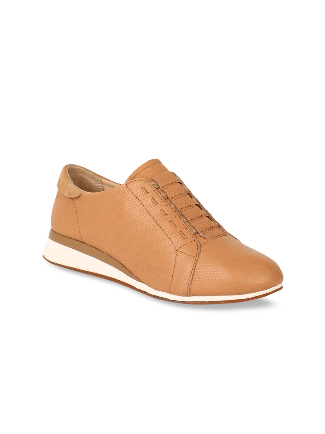 

Hush Puppies Women Beige Solid Leather Sneakers