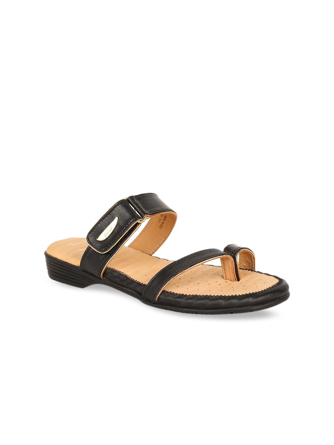 

Scholl Women Black Solid Leather Open Toe Flats