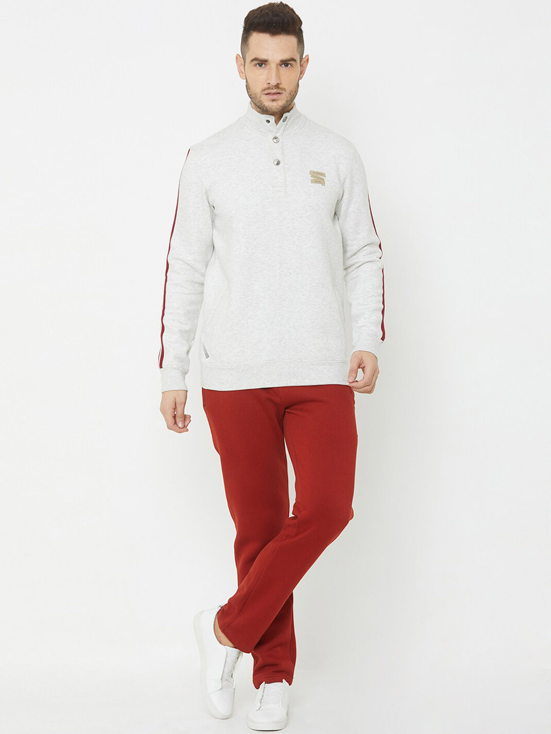 

Sweet Dreams Men White & Red Self-Design Tracksuit