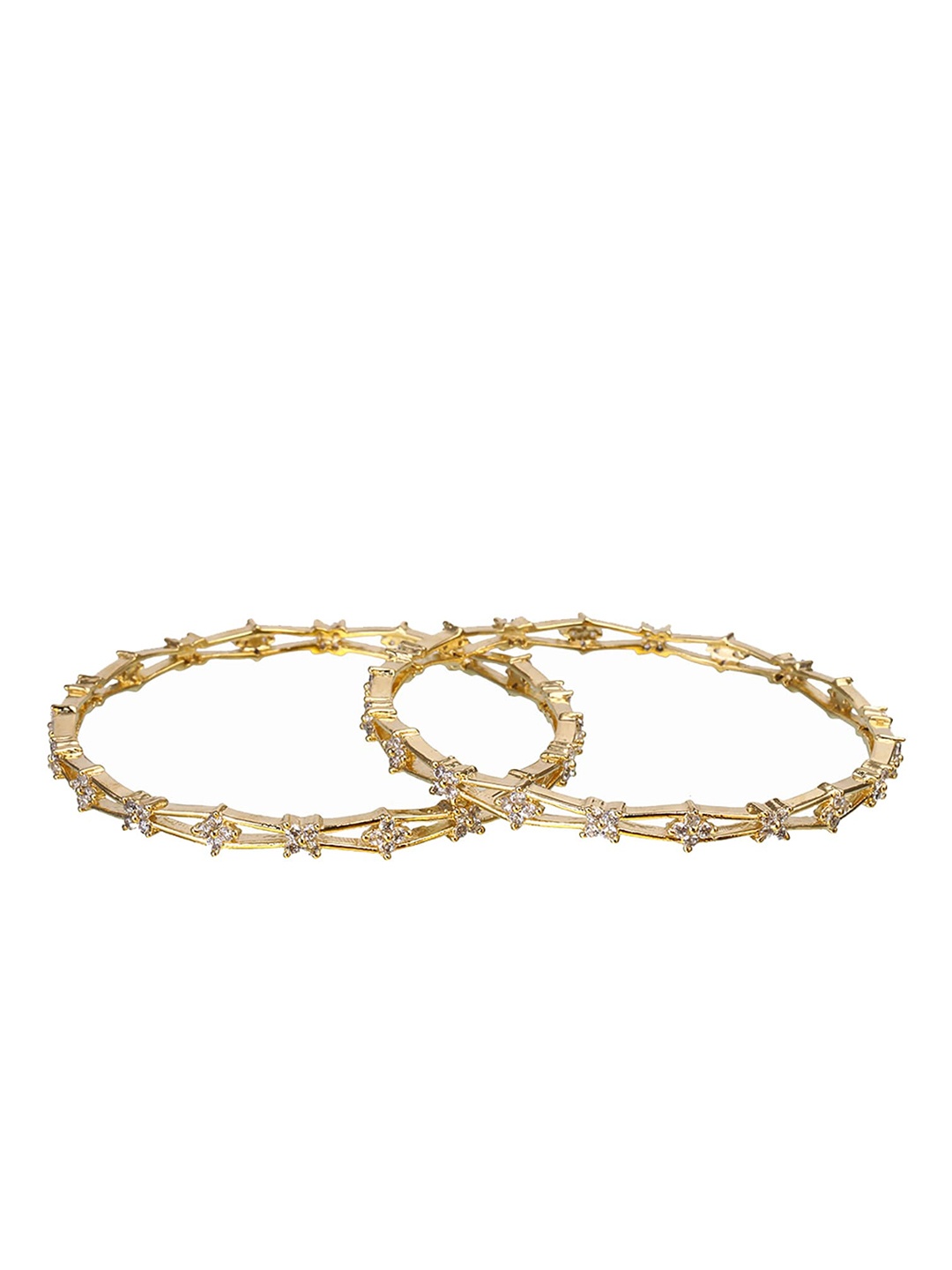 

LAIDA Set Of 2 Gold-Plated & White AD-Studded Handcrafted Bangles