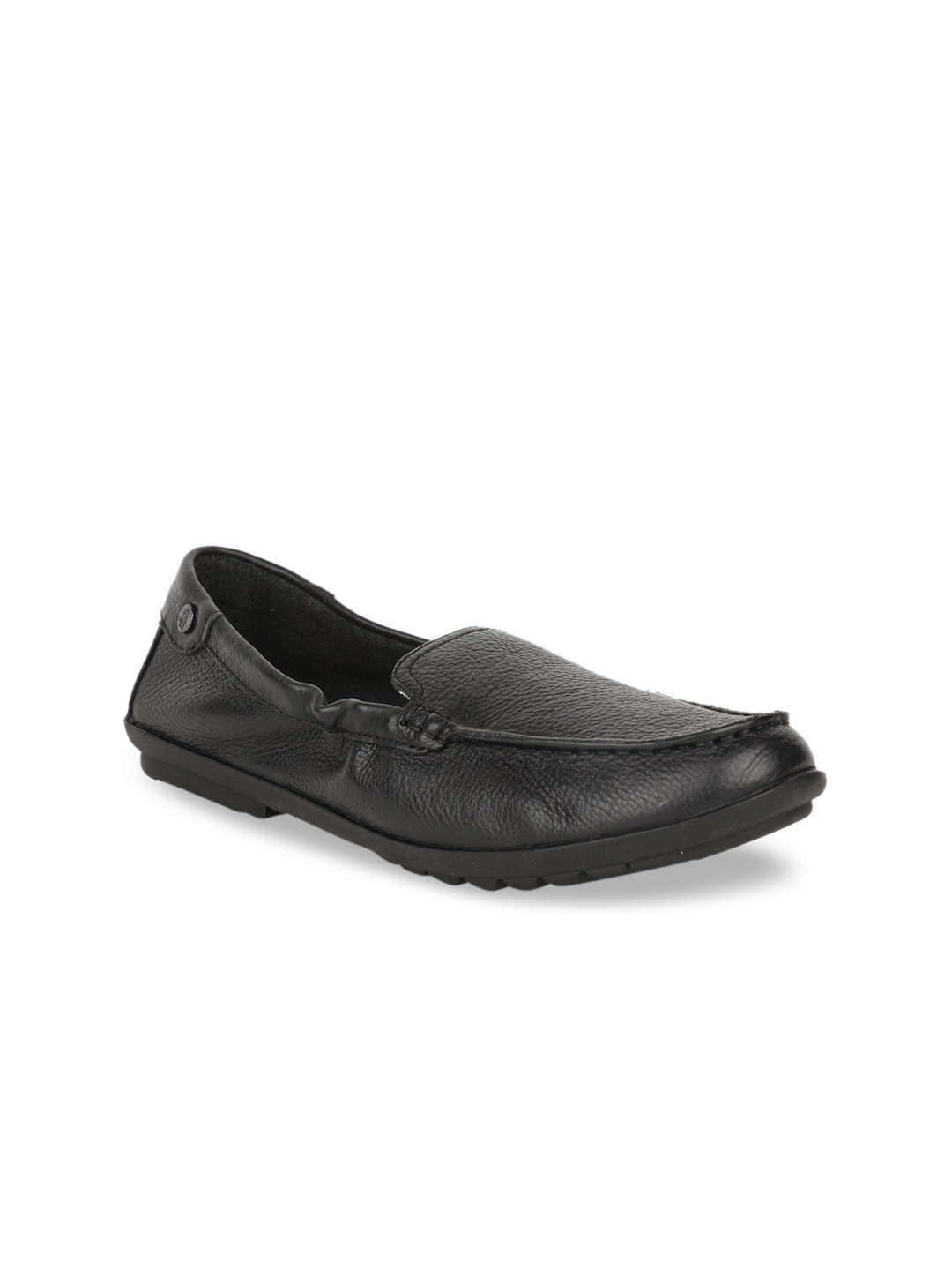 

Hush Puppies Women Black Solid Leather Loafers