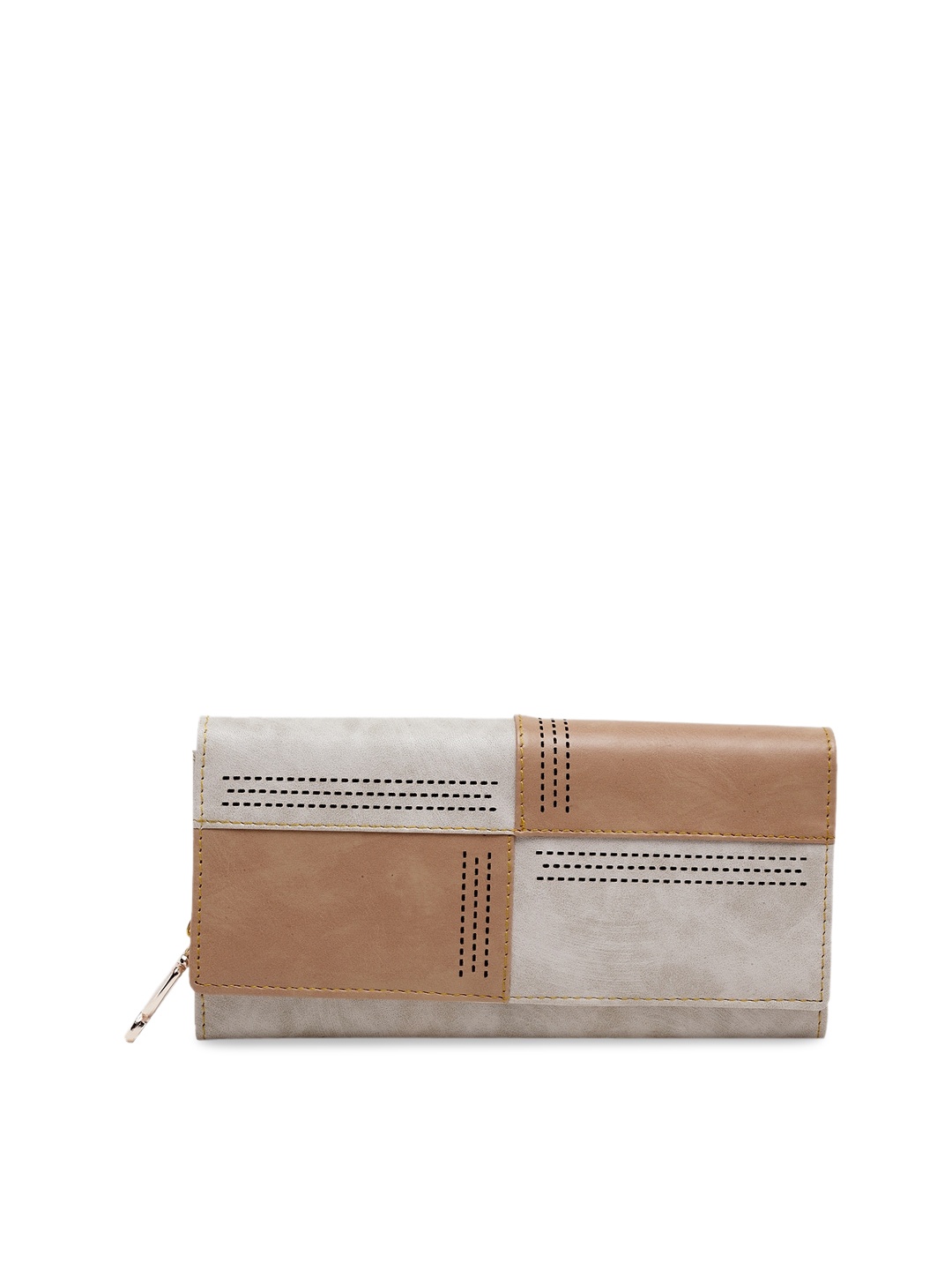 

Butterflies Women Cream-Coloured & Brown Self Design Two Fold Wallet