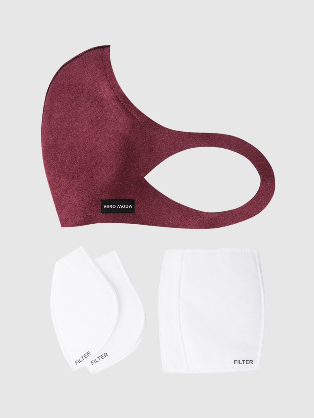 

Vero Moda Blue 3-Ply Reusable Anti-Bacterial Cloth Mask With Changeable Filters, Red