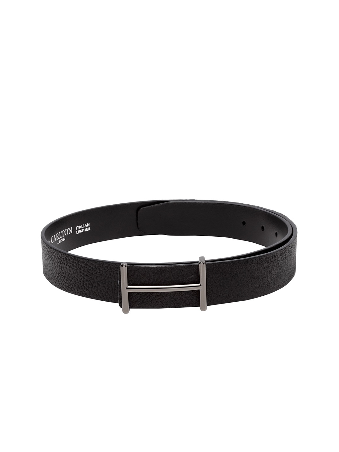 

Carlton London Men Black Solid Leather Belt