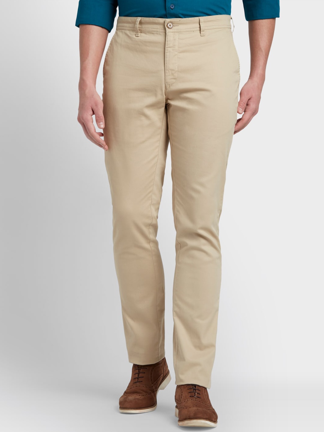 

ColorPlus Men Beige Regular Fit Solid Trousers