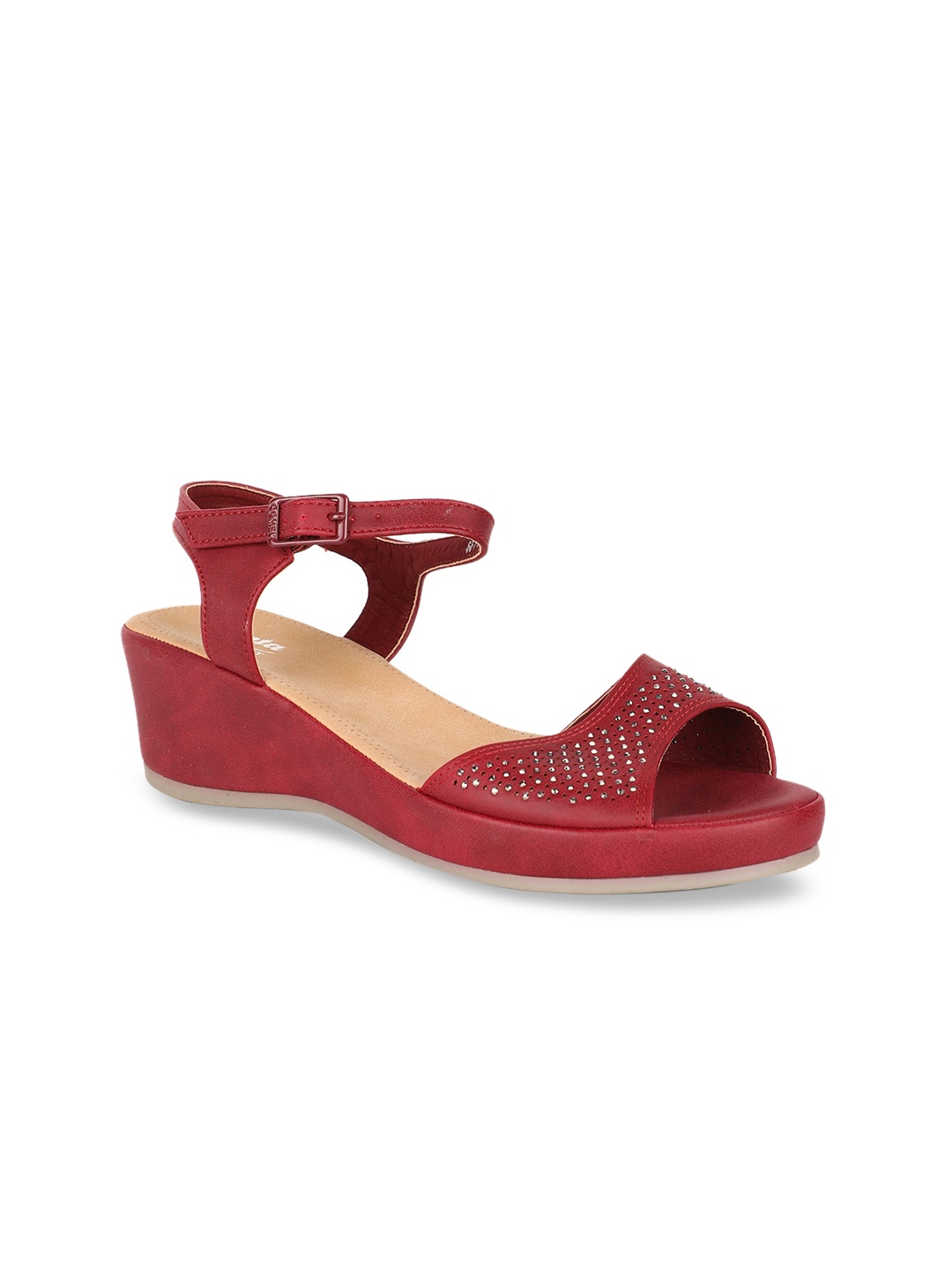 

Bata Women Maroon Embellished Platform Heels