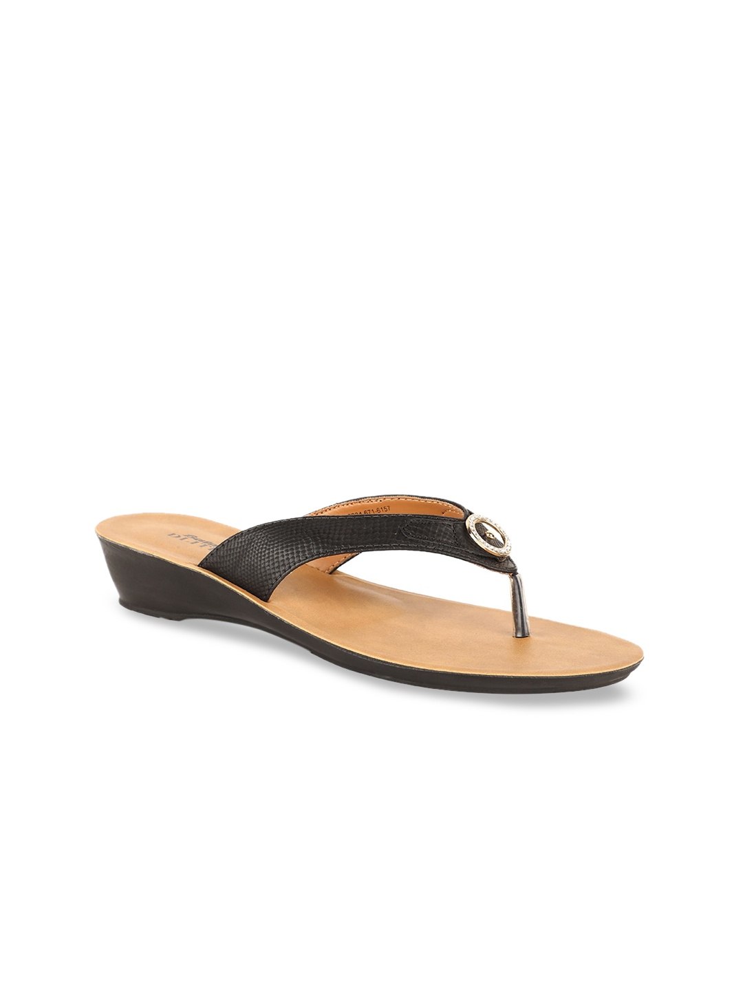 

Bata Women Black Embellished PU Open Toe Flats