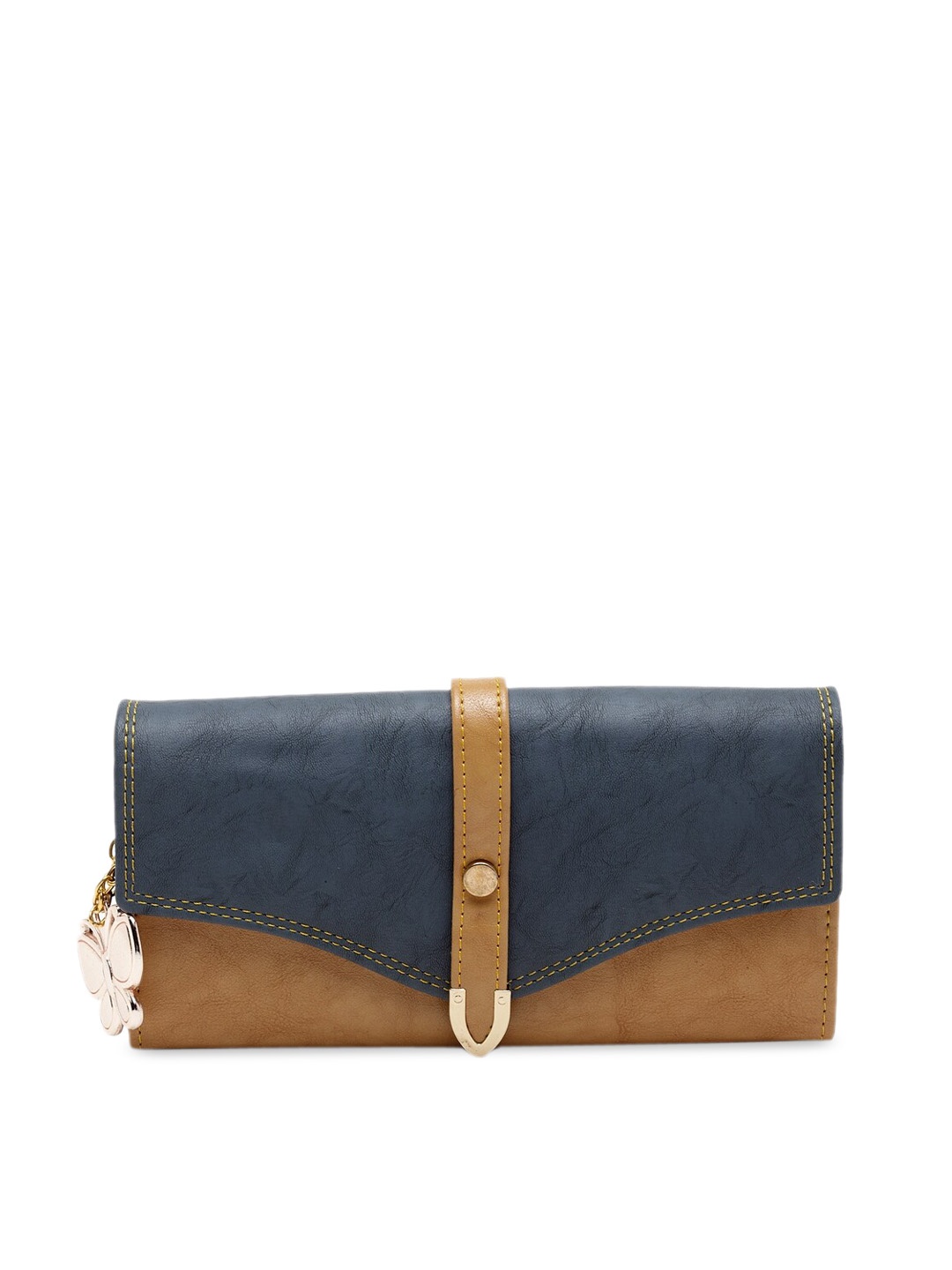 

Butterflies Women Blue & Mustard Colourblocked Two Fold Wallet