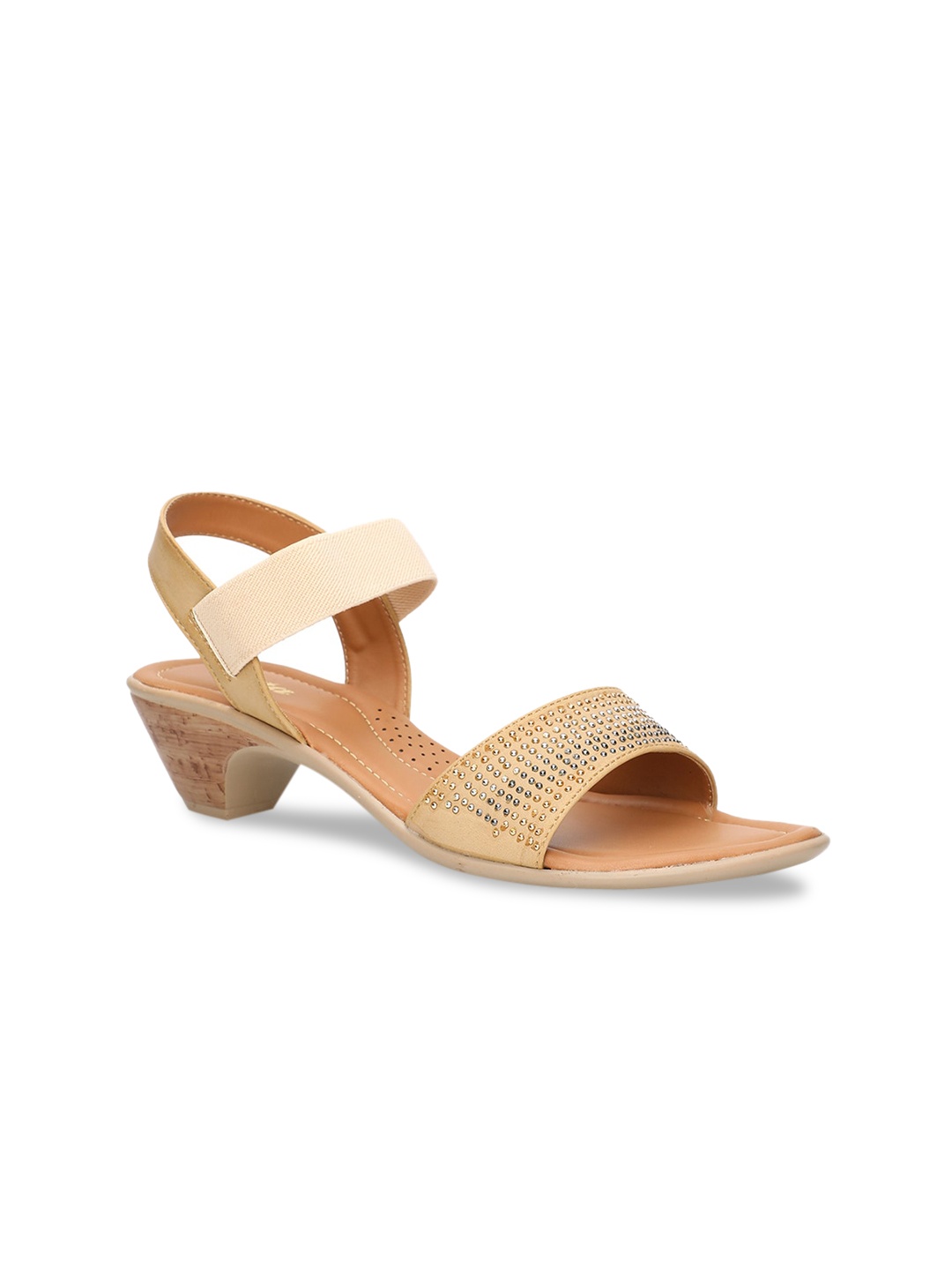 

Bata Women Beige Embellished Block Heels