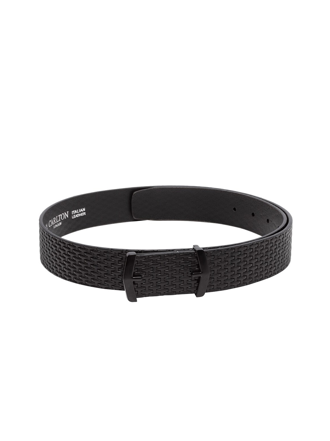

Carlton London Men Black Textured Leather Belt
