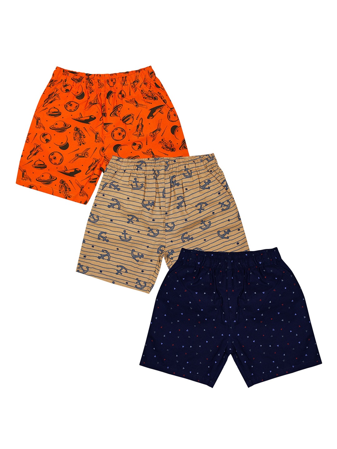 

Luke & Lilly Boys Pack of 3 Printed Sustainable Regular Shorts, Orange