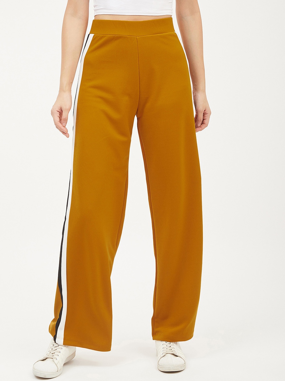 

Harpa Women Mustard Smart Regular Fit Solid Parallel Trousers