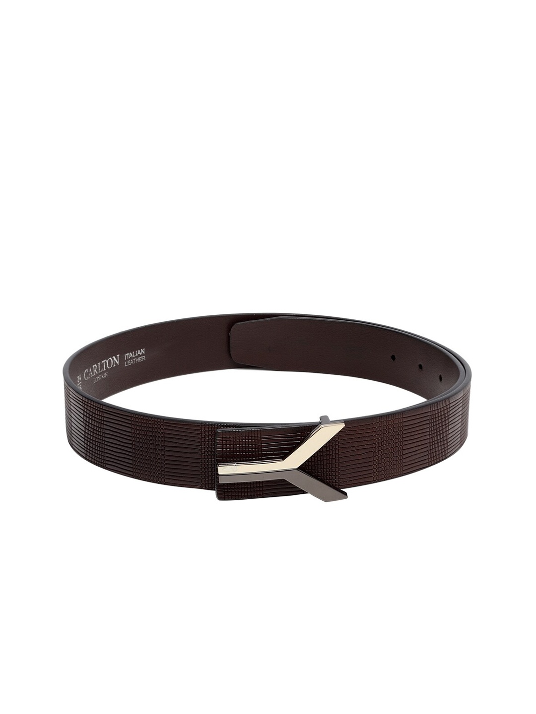 

Carlton London Men Brown Solid Leather Belt