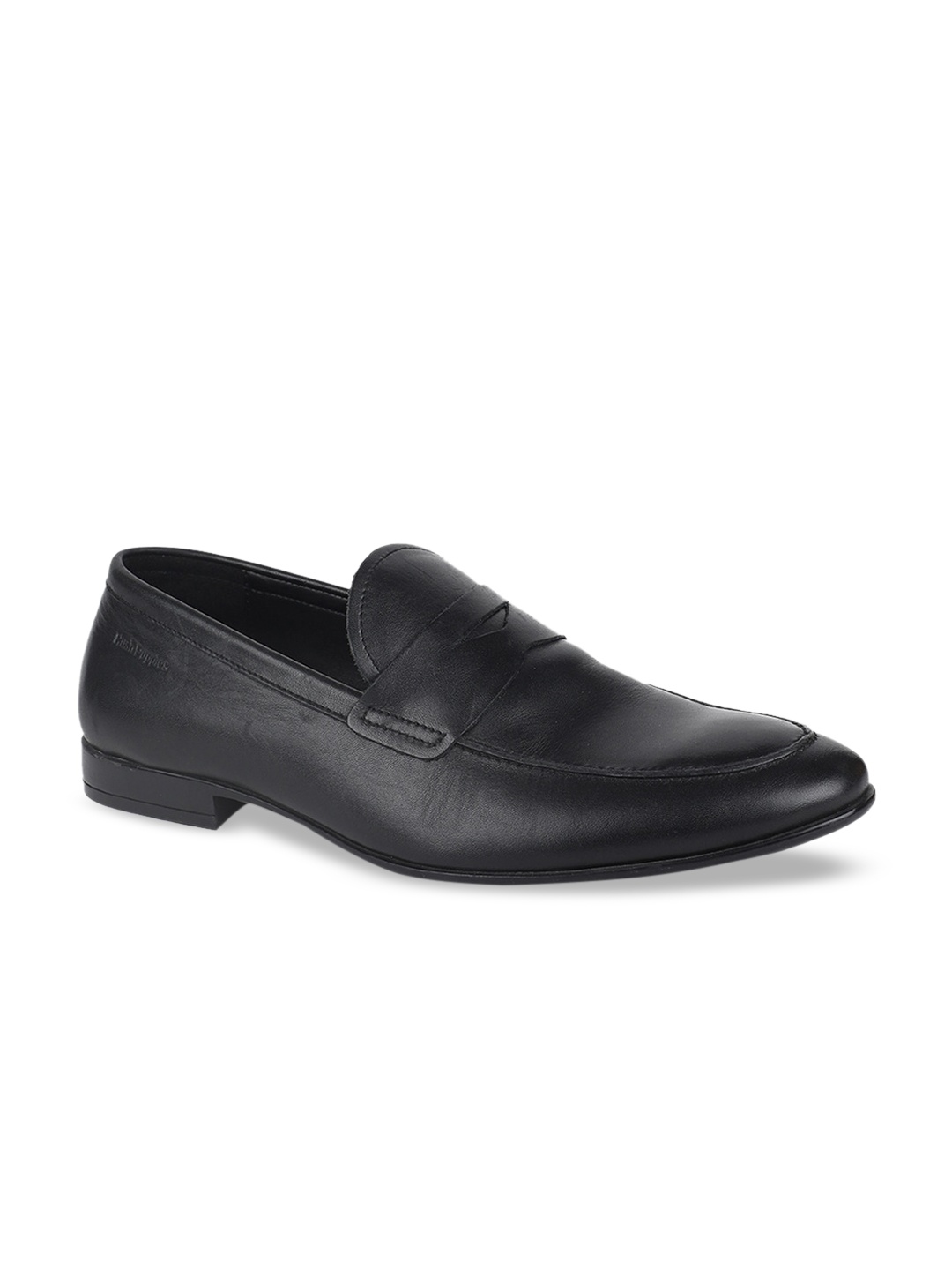 

Hush Puppies Men Black Solid Leather Loafers
