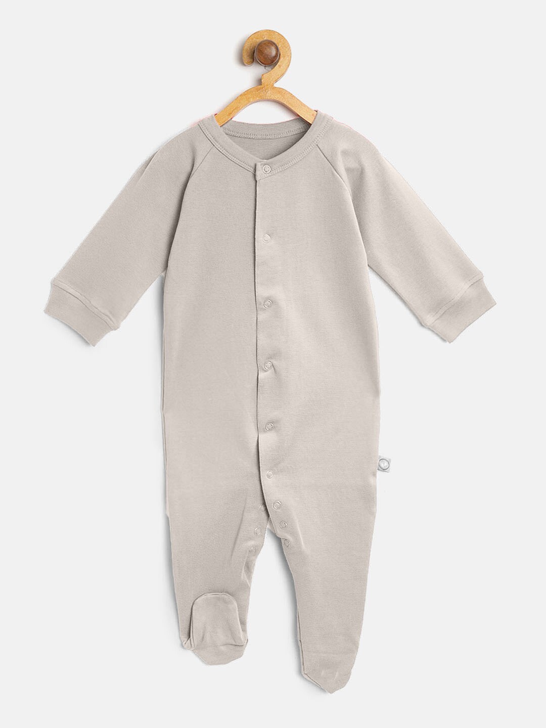 

cherrytoes Infants Beige Solid Organic Cotton Sleepsuit