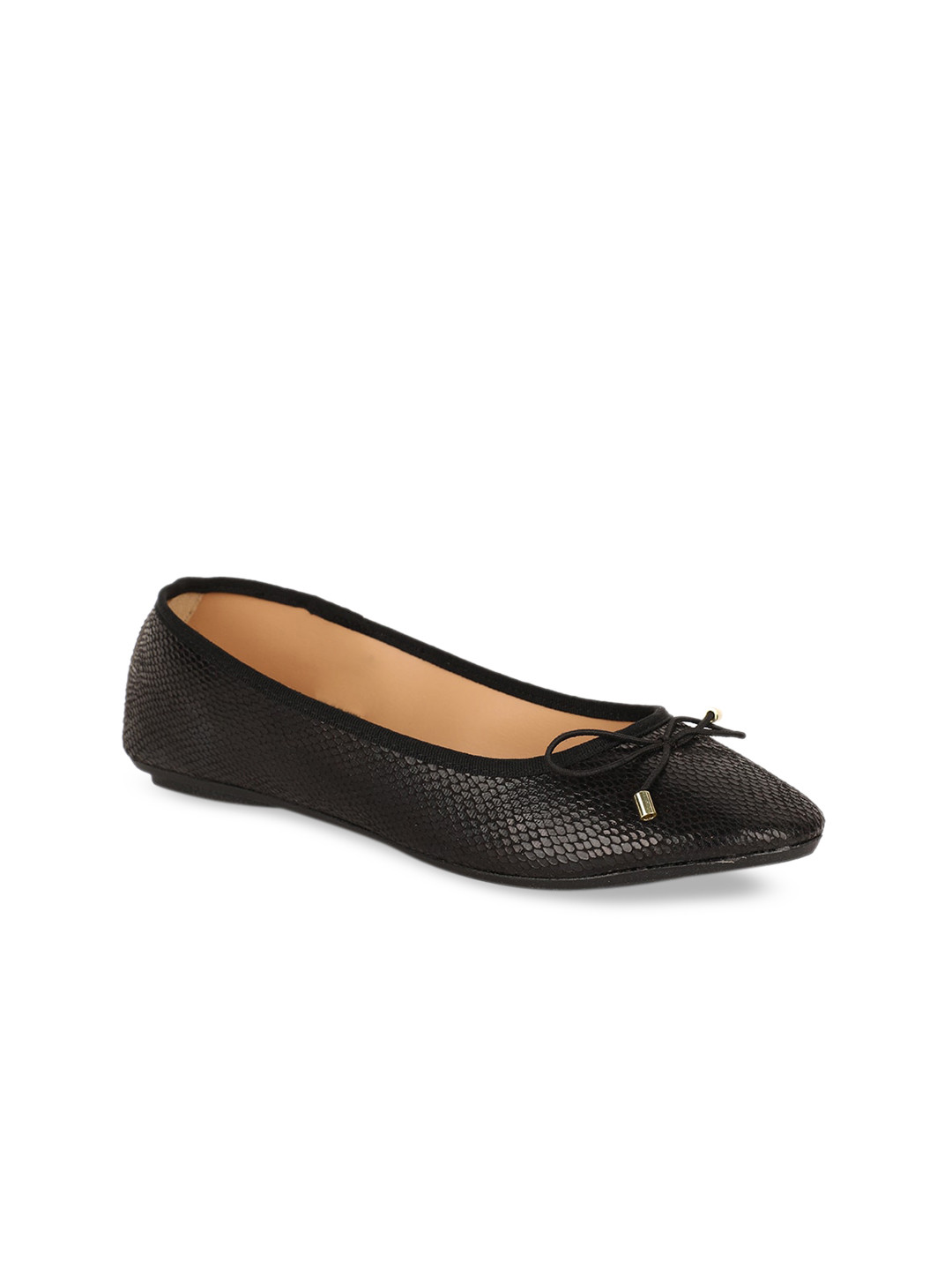 

Bata Women Black Solid PU Ballerinas