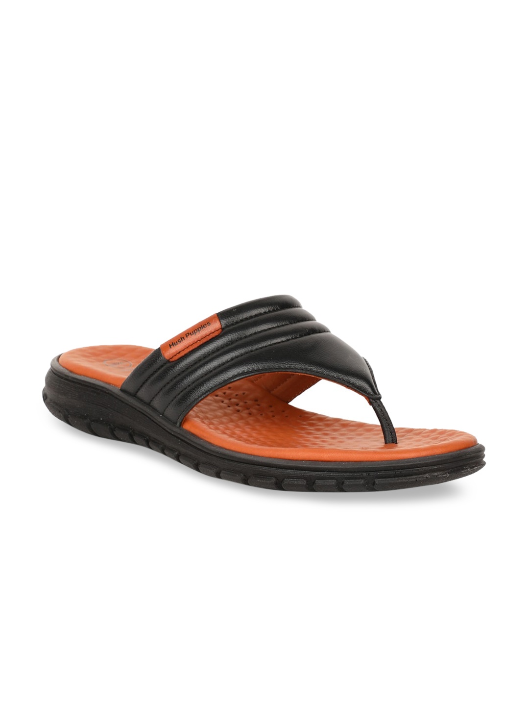 

Hush Puppies Women Black Solid Leather Open Toe Flats