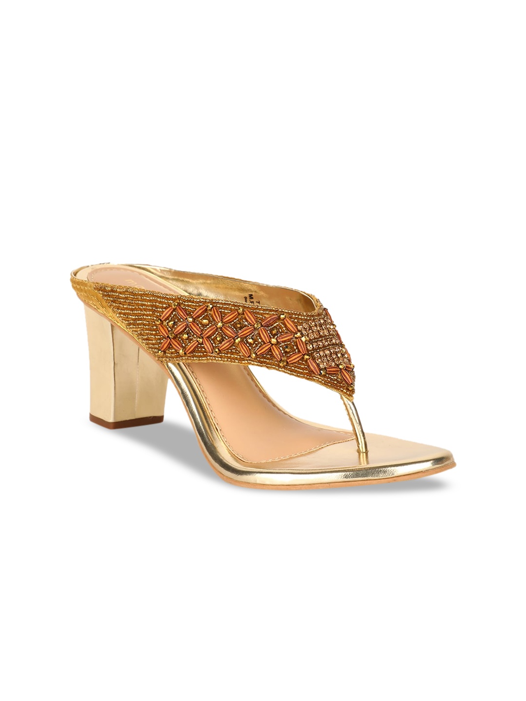 

Bata Women Gold-Toned Embellished Heels