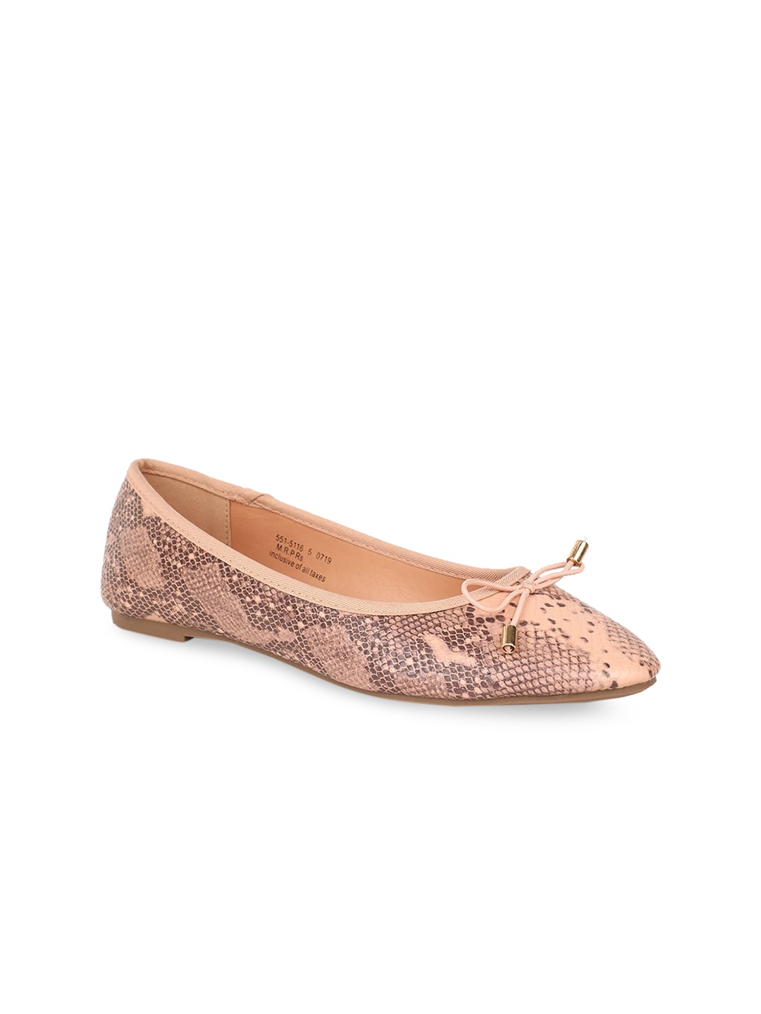 

Bata Women Pink Snakeskin Textured PU Ballerinas