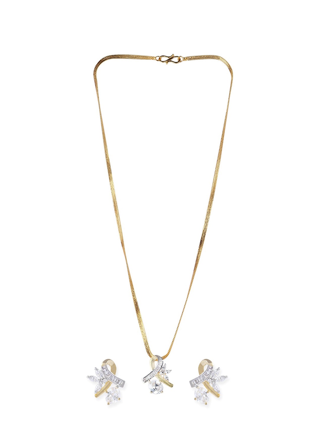 

Bhana Fashion Gold-Plated White AD-Studded Jadau Jewellery Set