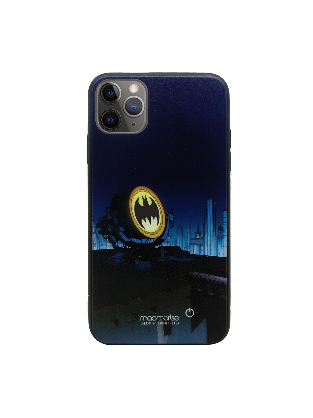 

macmerise Blue & Black DC Comics Light Up Bat Lumous Sustainable IPhone 11 Pro Max Back Case