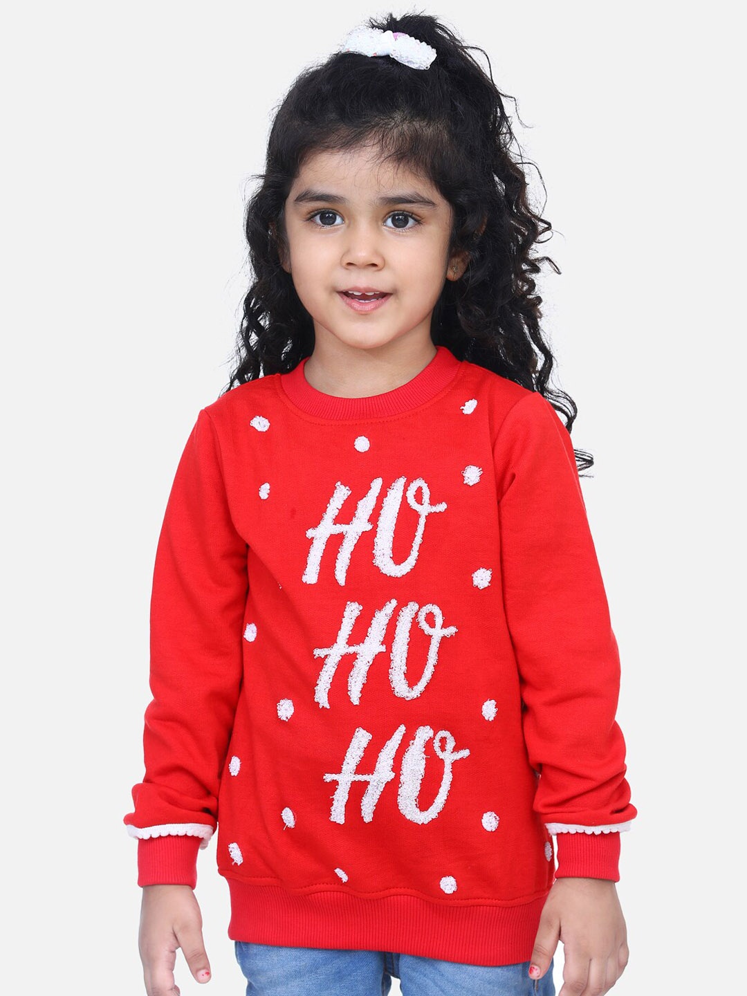 

LilPicks Girls Red Printed Sweatshirt