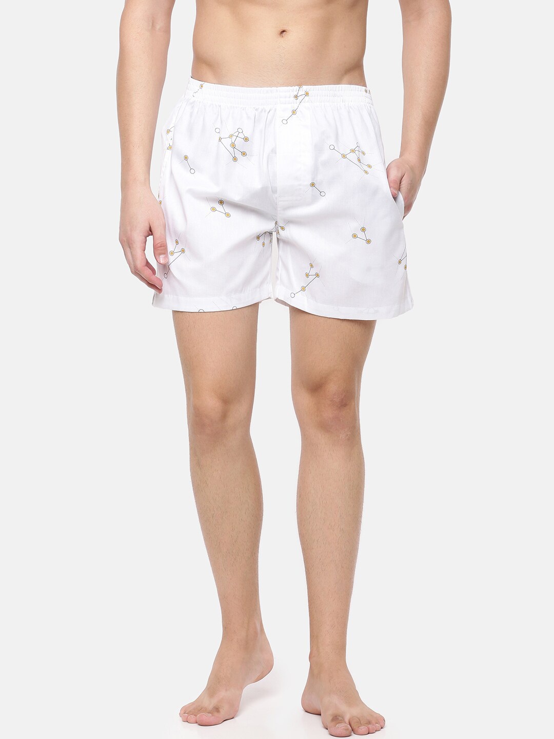 

Cross Court Men White & Brown Printed Pure Cotton Boxers CCBX229