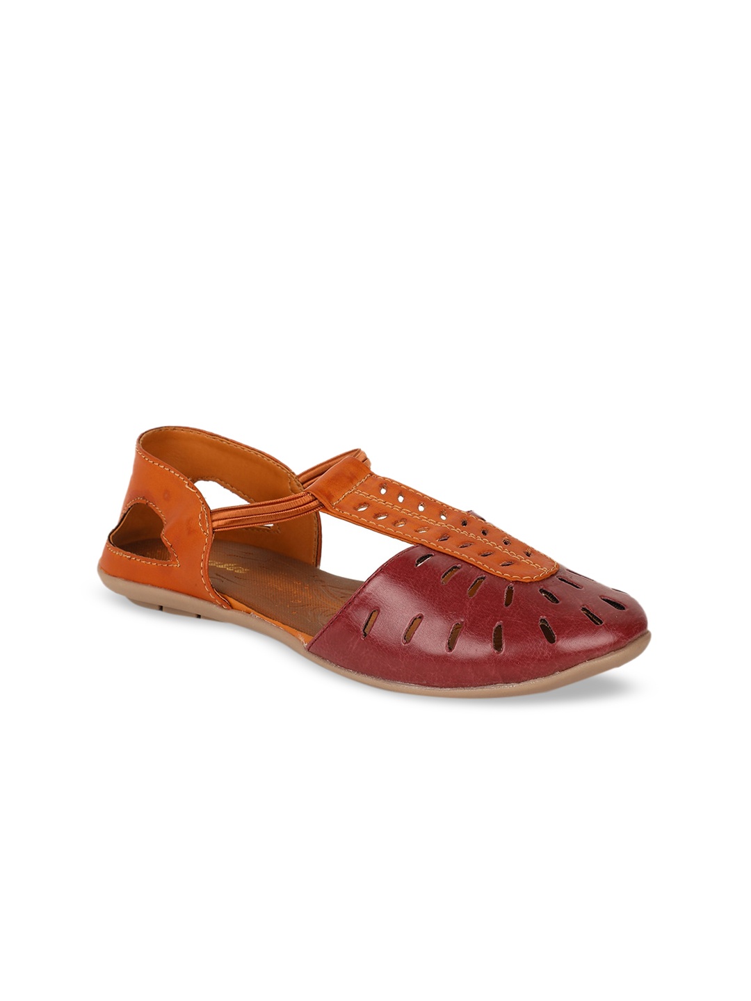 Bata Women Red Colourblocked PU Mules