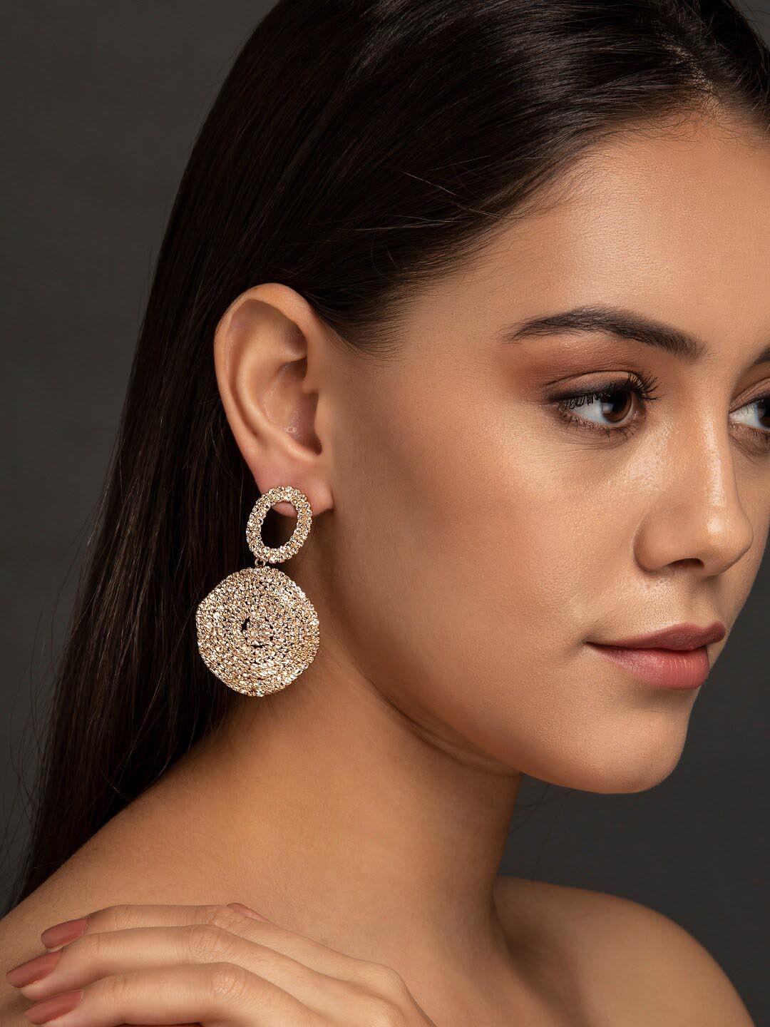 

DIVA WALK EXCLUSIVE Gold-Plated Cuboc Zirconia Contemporary Drop Earrings