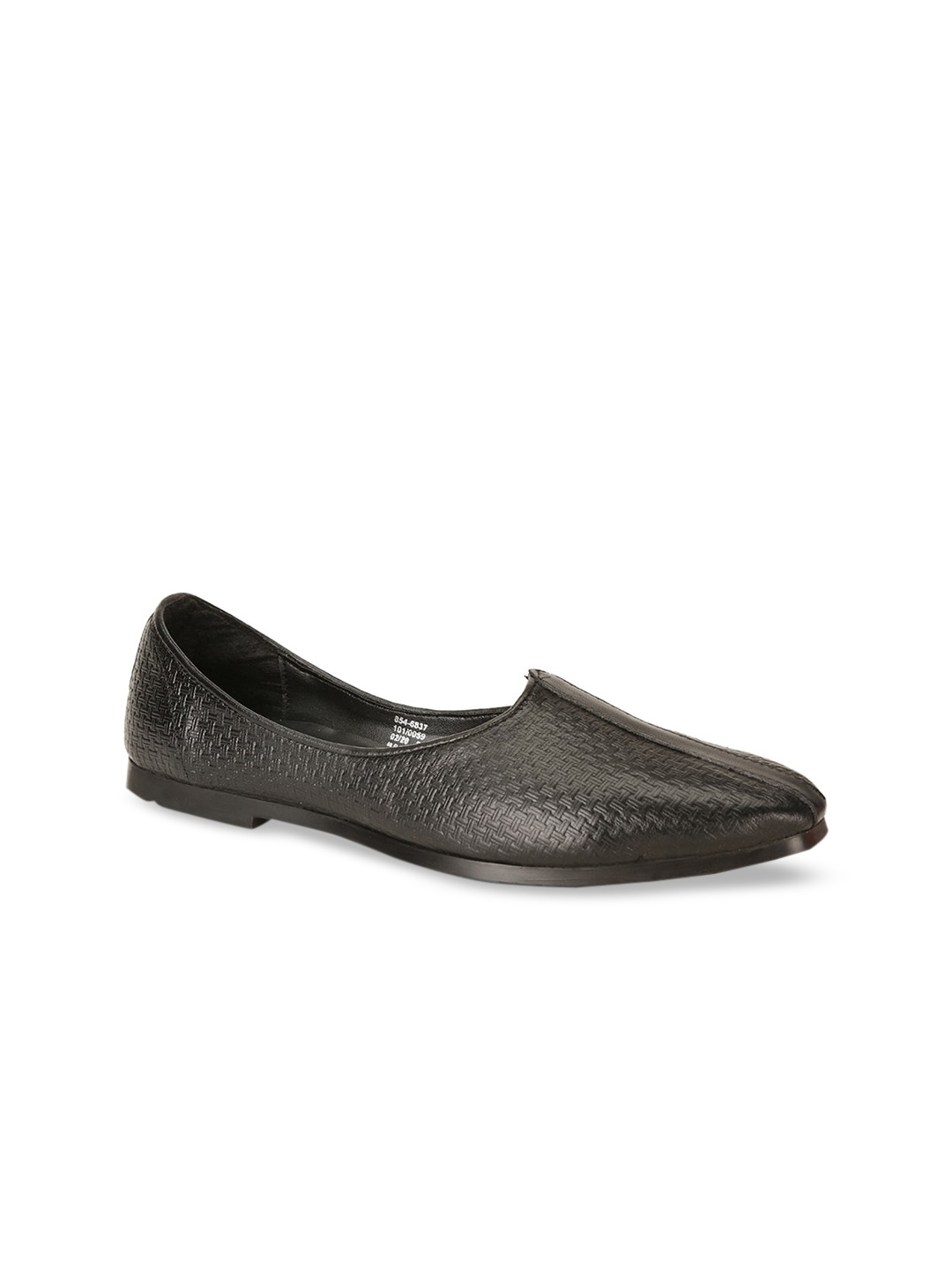 

Bata Men Black Textured Leather Mojaris