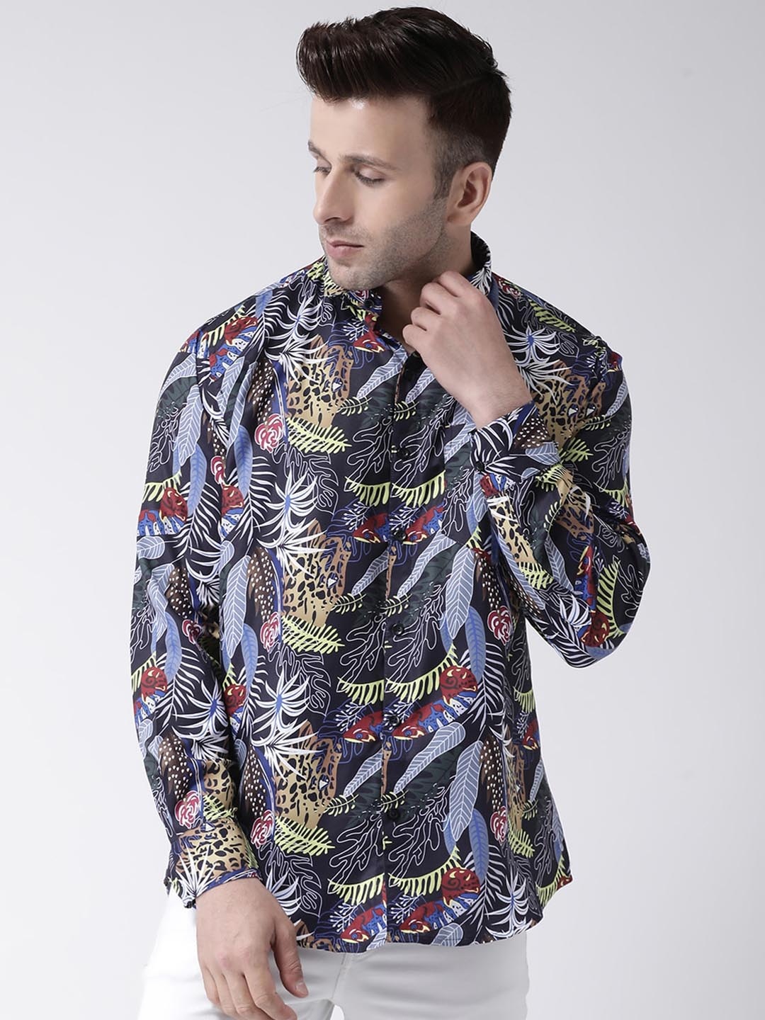 

Hangup Men Black & Green Slim Fit Printed Casual Shirt