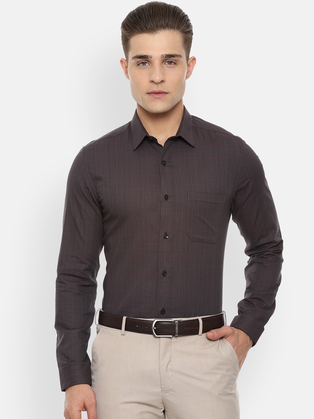 

Louis Philippe Men Brown Slim Fit Printed Formal Shirt