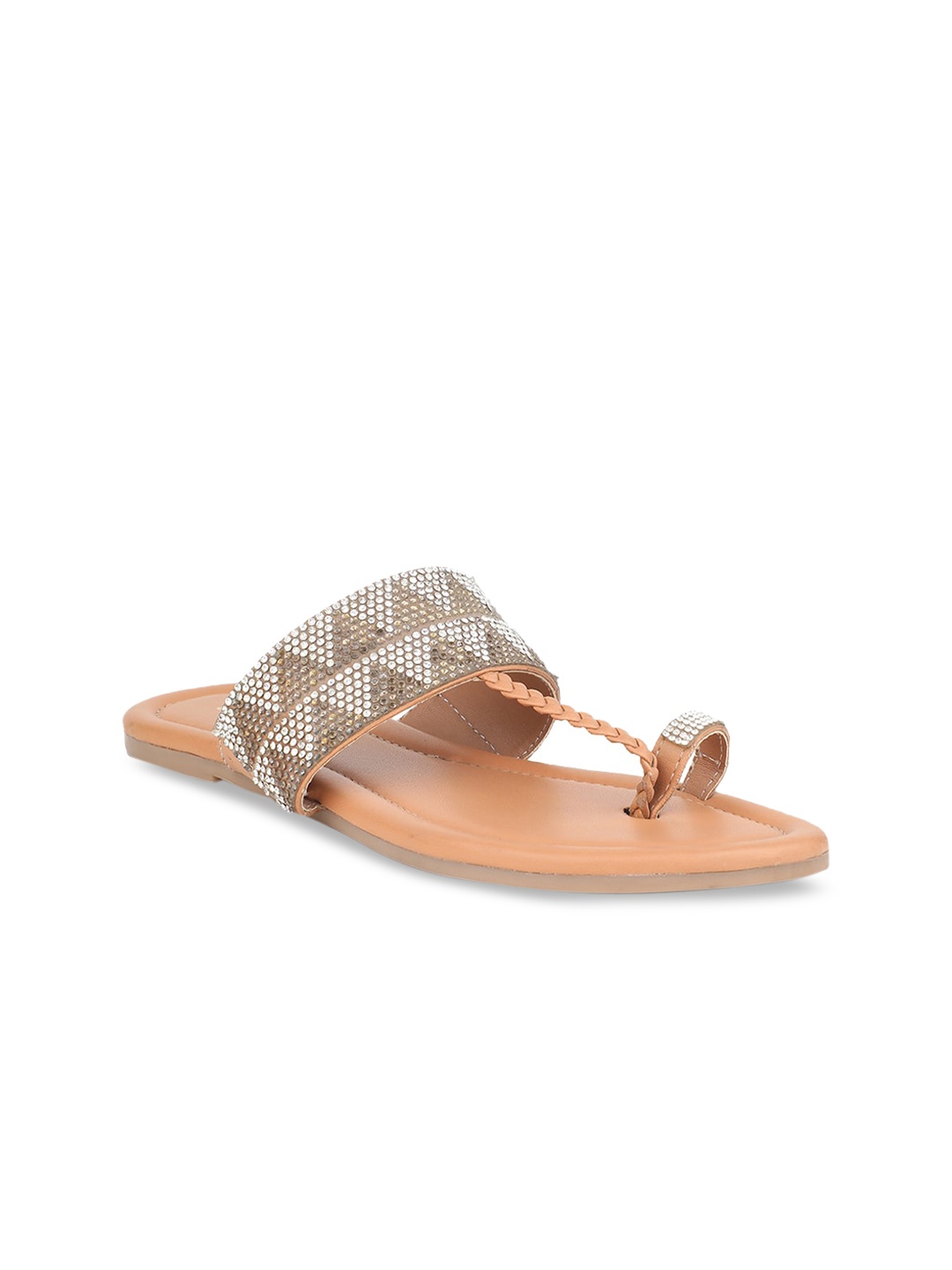 

Bata Women Brown Embellished One Toe Flats