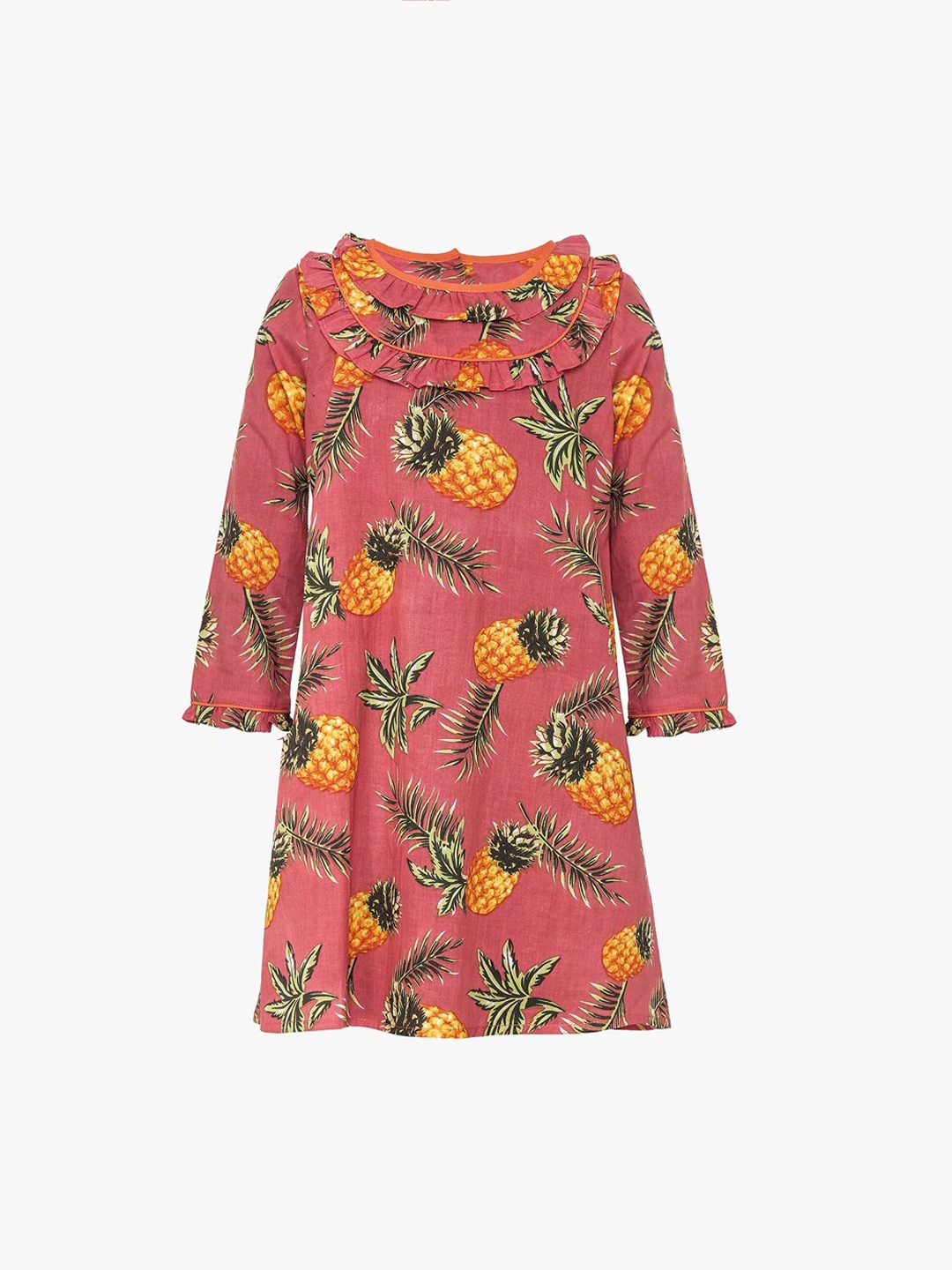 

luyk Girls Peach-Coloured Printed A-Line Dress