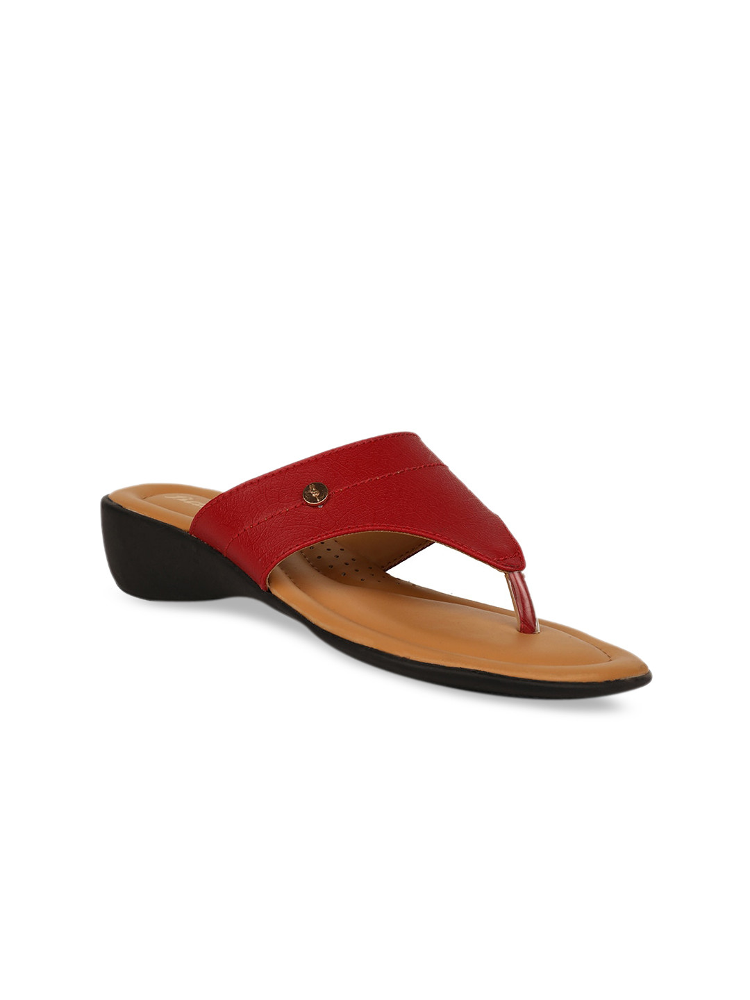 

Bata Women Red Solid PU Open Toe Flats