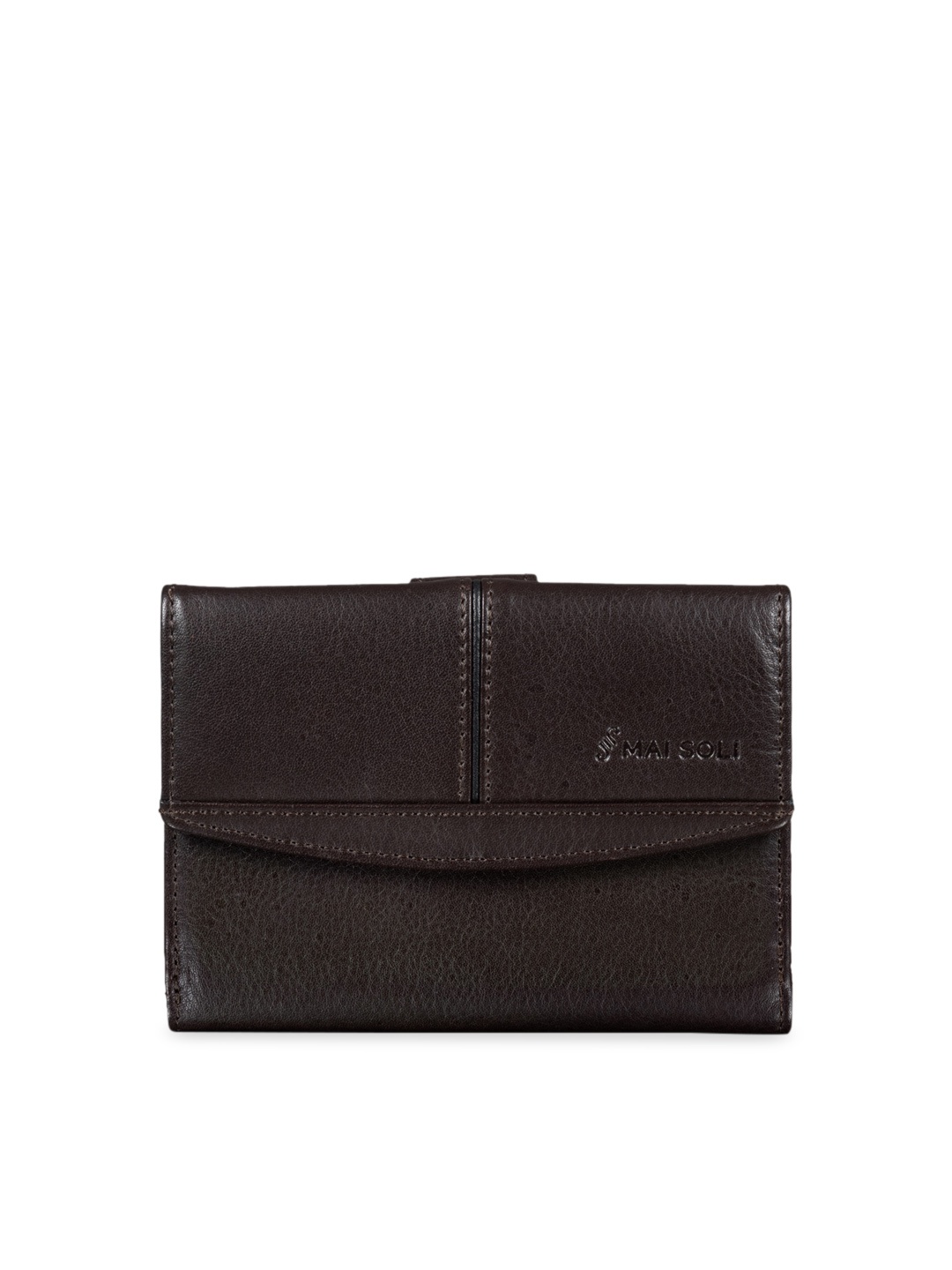 MAI SOLI Women Coffee Brown Solid Two Fold Wallet