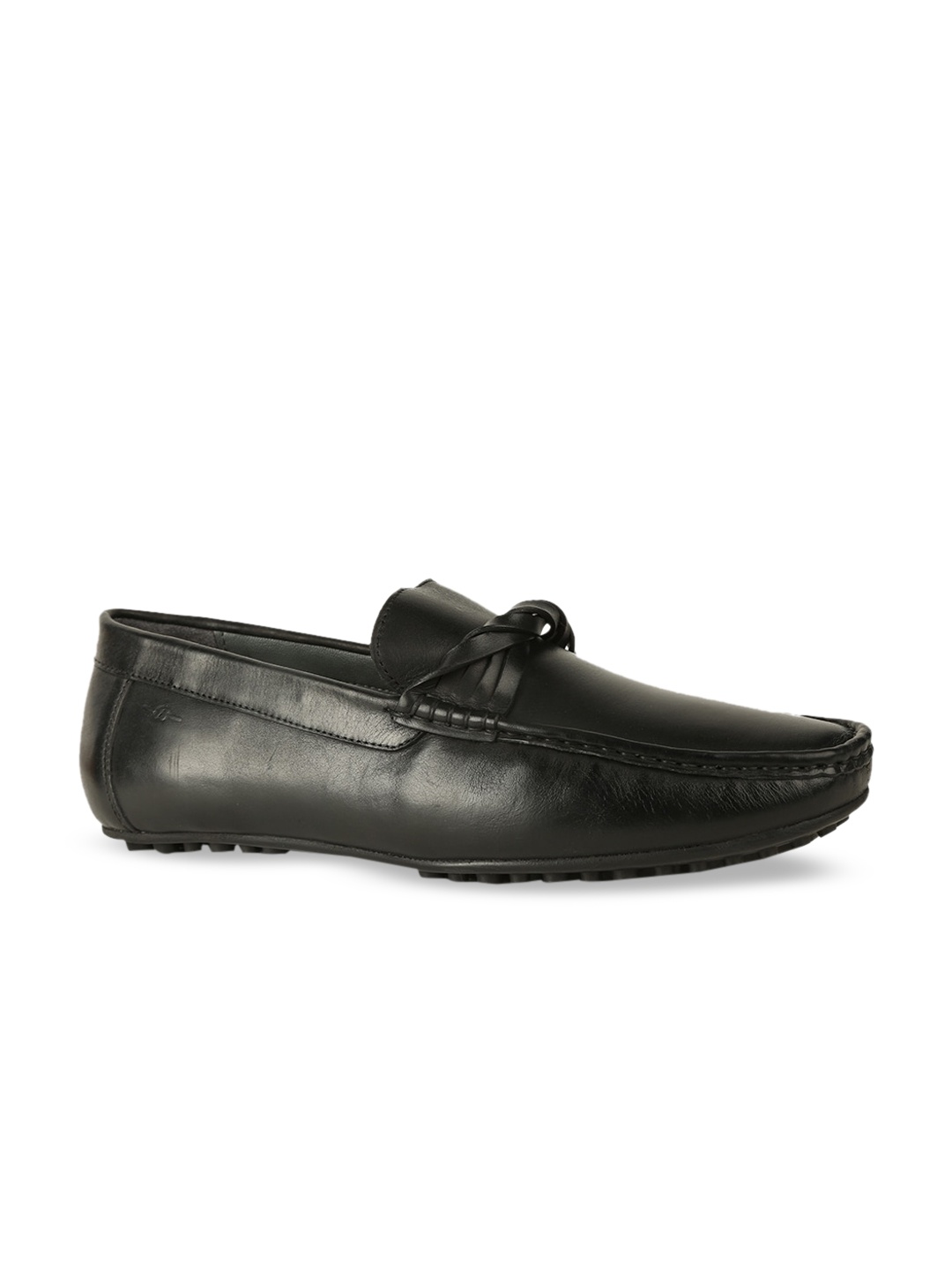 

Bata Men Black Solid Leather Formal Loafers