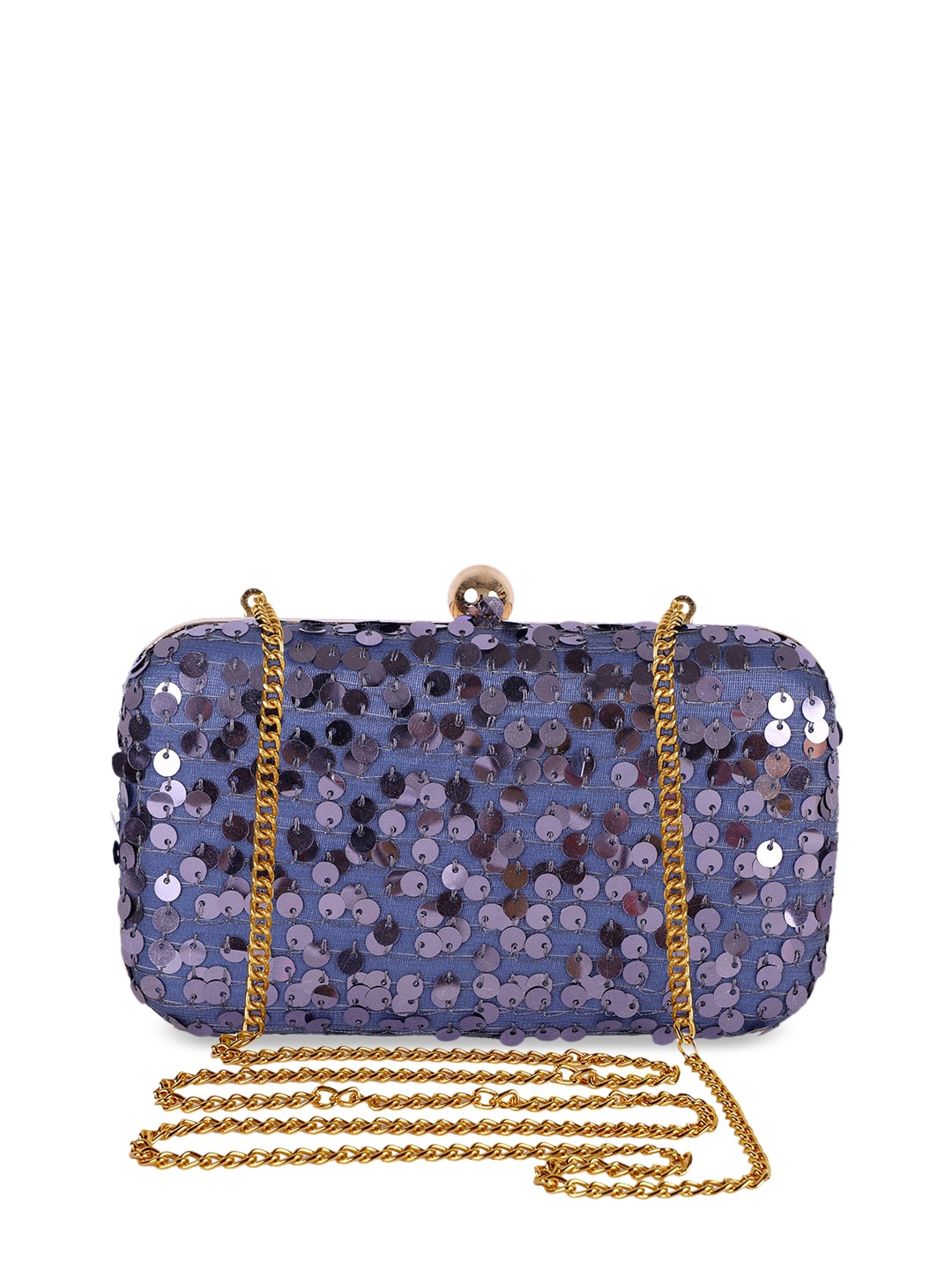 

REZZY Blue Embellished Box Clutch