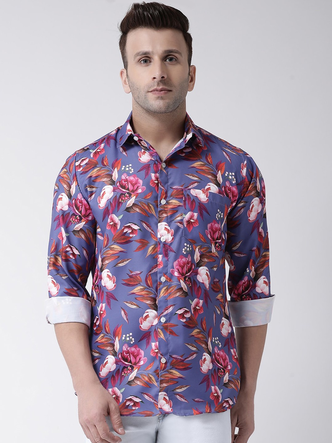 

Hangup Men Blue & Purple Slim Fit Printed Casual Shirt